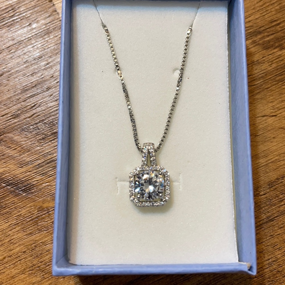 Sterling Silver Square CZ Pendant